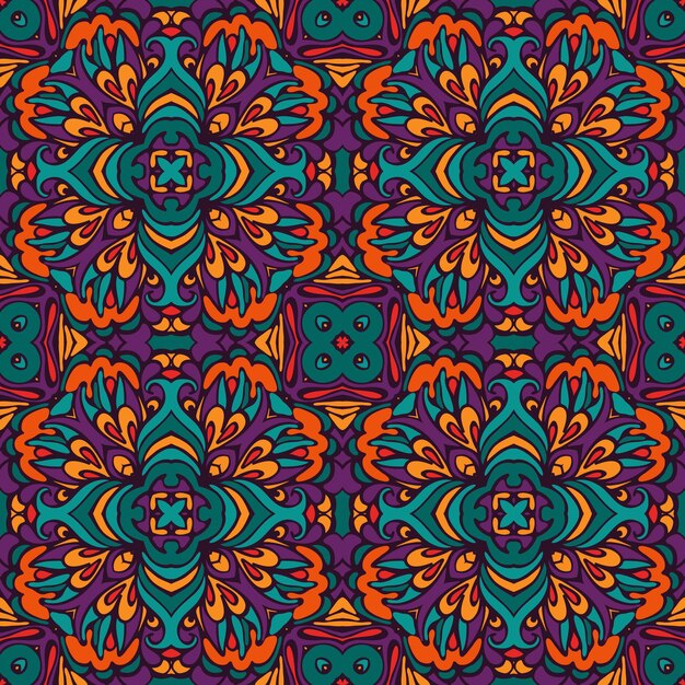 Streszczenie Tribal vintage etniczne bezszwowe wzór ozdobnych. kafelkowy kwiatowy wzór doodle