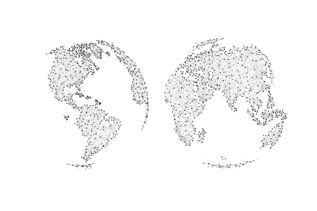 Streszczenie Trójkąty Mapa świata Przestrzeń Low Poly Szary Szkielet Wielokątny Globus