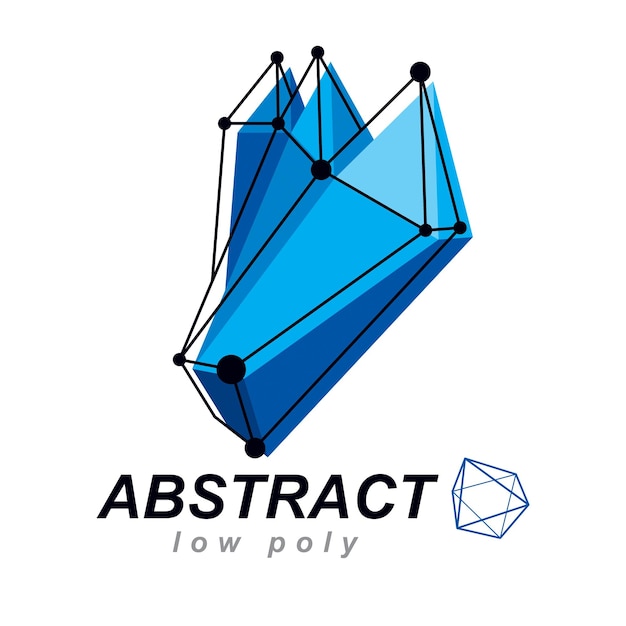 Streszczenie wektor 3d geometryczny obiekt low poly. Logo pojęciowe technologii i nauki.