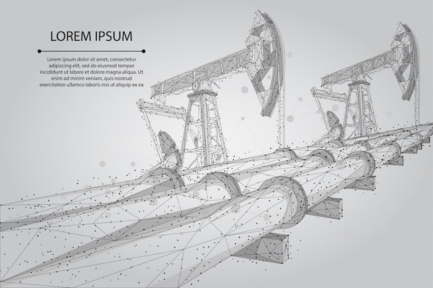 Streszczenie Zacieru Linii I Punkt Rurociąg Naftowy Low Poly Koncepcji Biznesowej. Wieloboczna Produkcja Benzyny. Transport Przemysłu Paliwowego