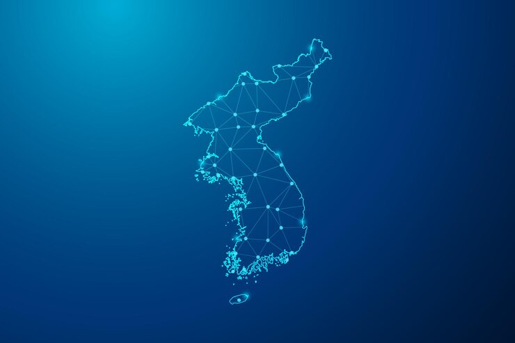 Streszczenie zacieru linii i punktu z mapą wektora wielokątnej linii sieci Korei.