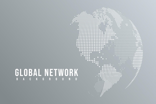 Streszczenie zacieru linii i skali punktowej na białym tle z globalnego. wielokątna linia sieci.