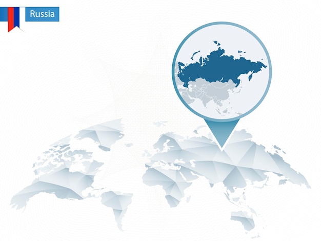 Streszczenie Zaokrąglona Mapa świata Z Przypiętą Szczegółową Mapą Rosji. Ilustracja Wektorowa.