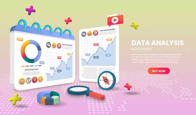 Strona Aplikacji Szablonów Strony Docelowej Analizy Danych Do Banerów Internetowych, Infografik, Obrazów Bohaterów. Obraz Bohatera Na Stronie Internetowej.