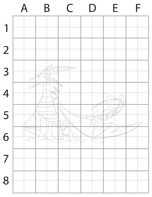 Plik wektorowy strona do rysowania smoków, jak rysować smoki, naucz się rysować smoki dla dzieci, czarno-białe smoki, d