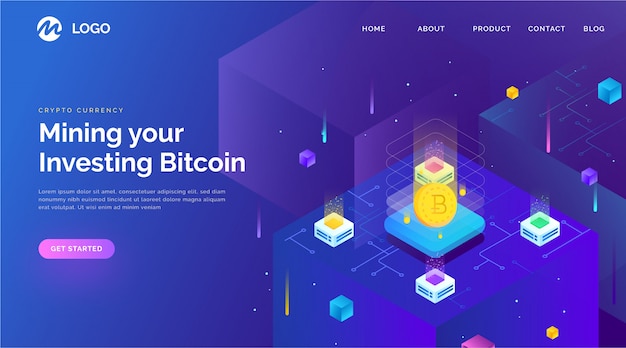 Strona docelowa Blockchain w stylu izometrycznym