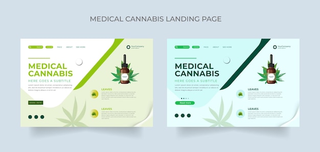Plik wektorowy strona docelowa dotycząca marihuany medycznej wektor oleju marihuany usługa internetowa laboratorium badawczego i