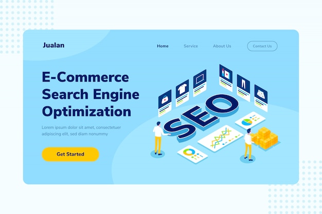 Strona Docelowa E-commerce Seo Zakupy Online Izometryczne Ilustracja