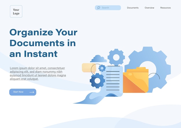 Plik wektorowy strona docelowa organizatora dokumentów