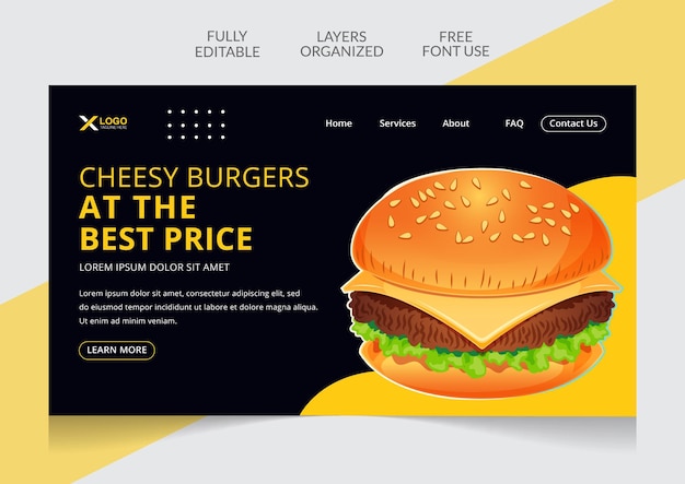 Plik wektorowy strona docelowa usługi dostawy burger food online