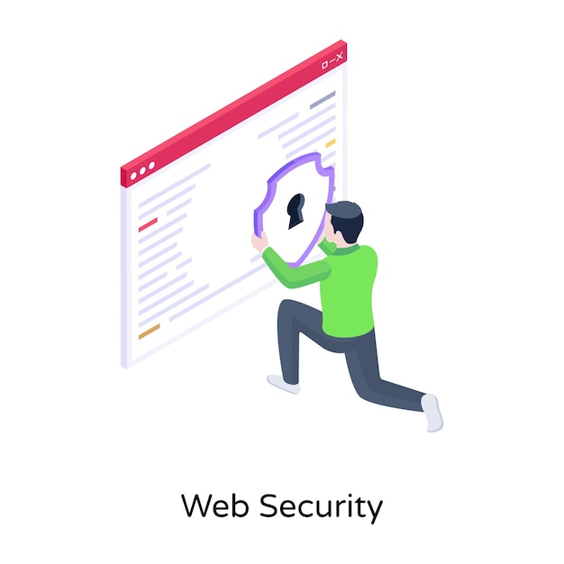 Strona Internetowa I Chroń Izometryczną Ikonę Bezpieczeństwa Sieci