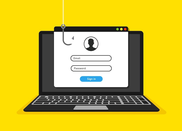 Strona logowania na ekranie laptopa i koncepcja hakowania