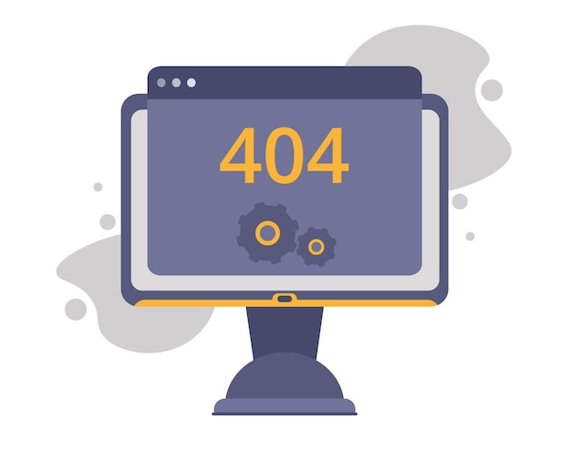 Strona nie znaleziona Układ błędu 404 na ekranie monitora Ilustracja kreskówka nowoczesny wektor płaski