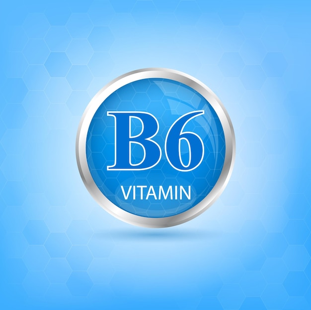 Struktura Ikony Witaminy B6 Niebieska Substancja Medycyna Zdrowie Symbol Tiaminy Koncepcja Biznesowa Leku.