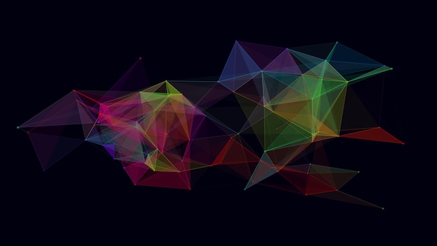 Struktura połączenia sieciowego Abstrakcyjne niebieskie tło z poruszającymi się kropkami, liniami i trójkątami Ilustracja futurystyczna Projekt technologii cyfrowej Ilustracji wektorowe