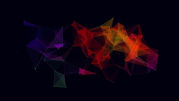 Struktura połączenia sieciowego Abstrakcyjne niebieskie tło z poruszającymi się kropkami, liniami i trójkątami Ilustracja futurystyczna Projekt technologii cyfrowej Ilustracji wektorowe