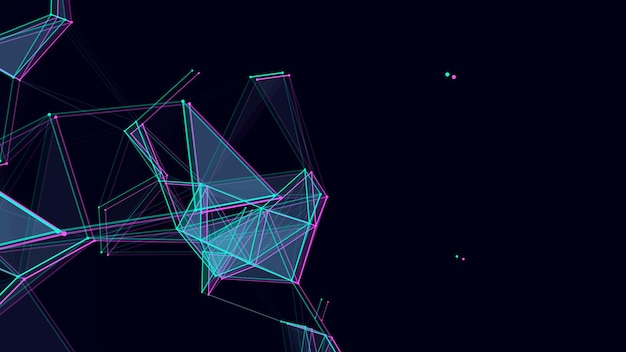 Plik wektorowy struktura połączenia sieciowego z efektem glitch abstrakcyjne niebieskie tło z poruszającymi się kropkami i liniami ilustracja futurystyczna projekt technologii cyfrowej ilustracji wektorowe