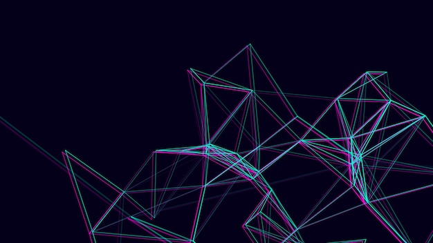 Struktura połączenia sieciowego z efektem glitch Abstrakcyjne niebieskie tło z poruszającymi się kropkami i liniami Ilustracja futurystyczna Projekt technologii cyfrowej Ilustracji wektorowe