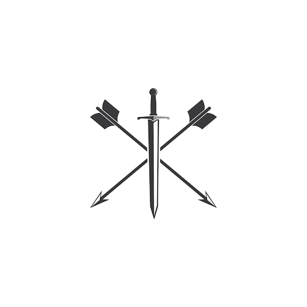 Plik wektorowy strzałka miecz logo ikona wektor ilustracja szablon projektu