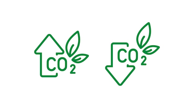 Strzałka w górę iw dół ikona co2 Liść i projekt wektora co2