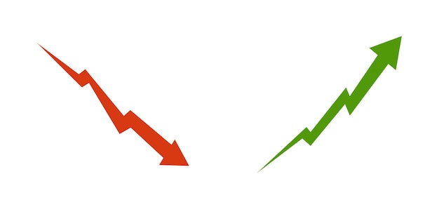 Plik wektorowy strzałka w górę iw dół w płaski ikona na białym tle ilustracja wektorowa