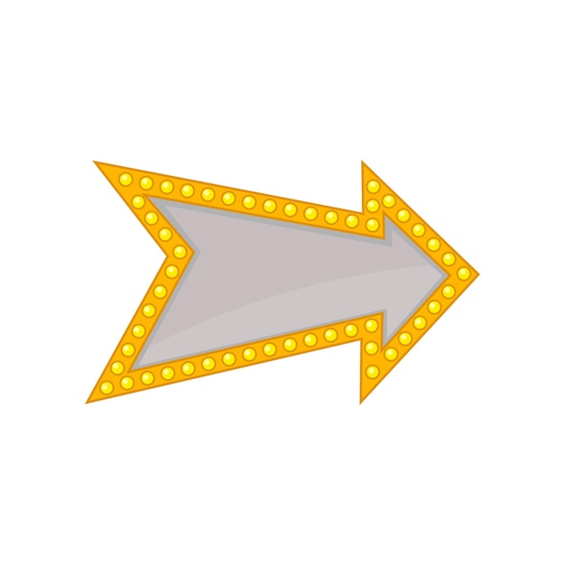 Plik wektorowy strzałka z małymi żółtymi żarówkami i miejscem na tekst jasny znak kierunkowy płaski wektor dla strony internetowej aplikacji mobilnej lub naklejki sieci społecznościowej
