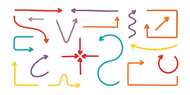 Strzałki O Różnych Kolorach I Kształtach Na Białym Tle