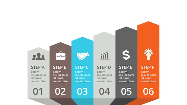 Strzałki Wektor Infografika Szablon Prezentacji Koło Diagram Wykres 6 Kroków W Górę