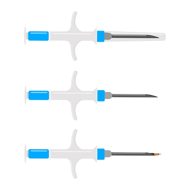 Plik wektorowy strzykawki do mikroczipowania zwierząt domowych z mikroczipami i bez