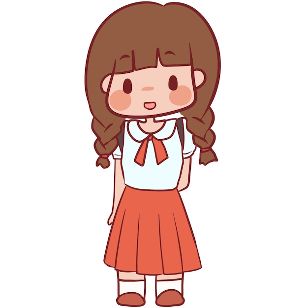 Student Dziewczyna Kreskówka Chibi Veator