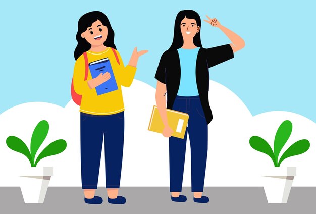 Studentka z college'u, ilustracja koncepcyjna, elegancka i piękna.