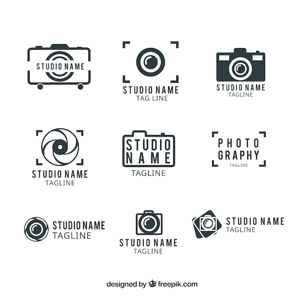 Plik wektorowy studio fotografii szablon logo