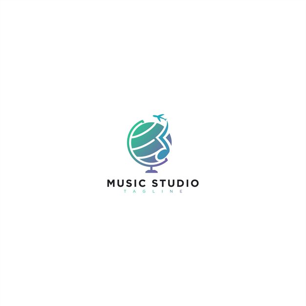 Plik wektorowy studio logo muzyki notatki podróży samolotem