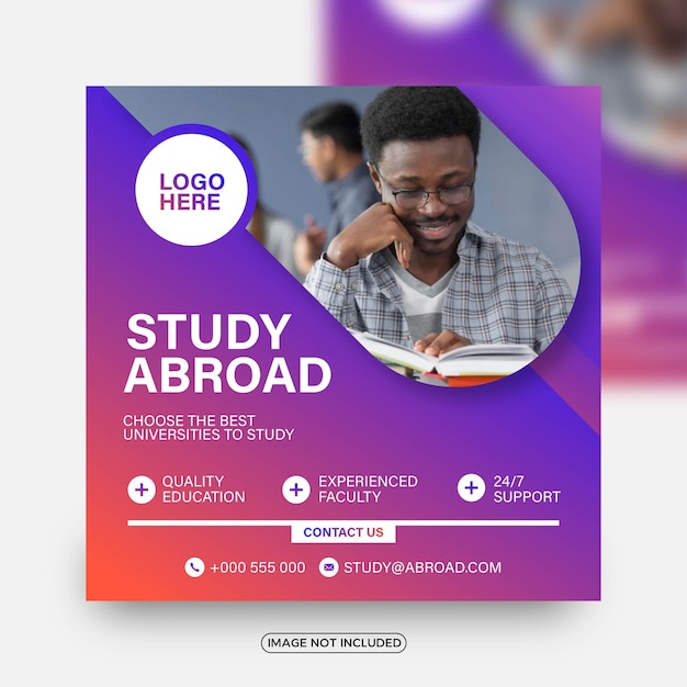 Study Abroad Szablony postów w mediach społecznościowych
