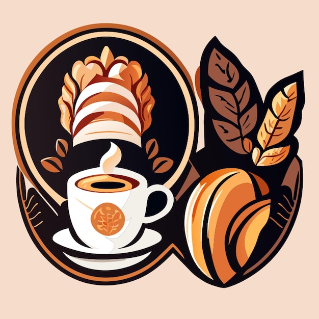 Plik wektorowy stworzyć przytulne i przyjemne logo dla lokalnej kawiarni i piekarni, łączyć elementy takie jak kubek do kawy