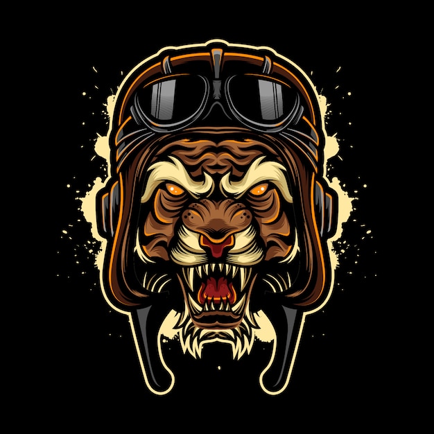 Styl Angry Tiger Vintage Logo Z Hełmem Pilota