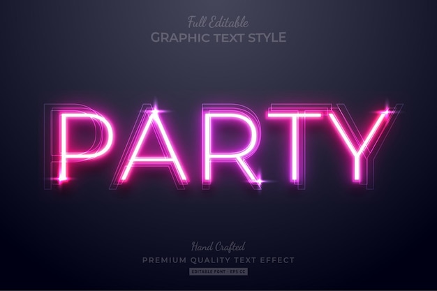 Styl Czcionki Edytowalny Efekt Tekstowy Neon Pink Party