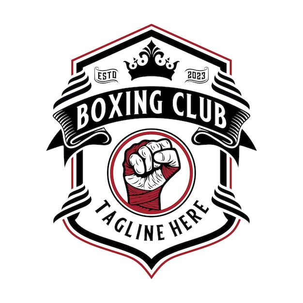 Plik wektorowy styl emblematu boksu w stylu vintage, idealny do sportu bokserskiego