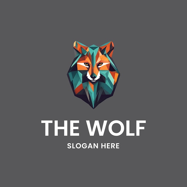 styl gradientu projektowania logo wilka.