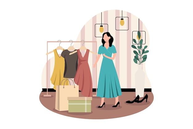 Styl ilustracji płaskiej w stylu mody