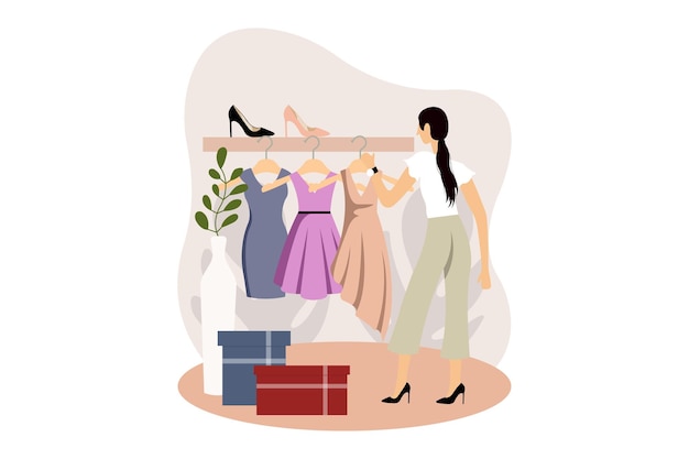 Styl ilustracji płaskiej w stylu mody
