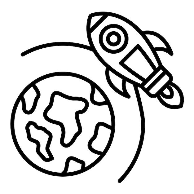Styl ilustracji wektorowej rakiety ziemskiej