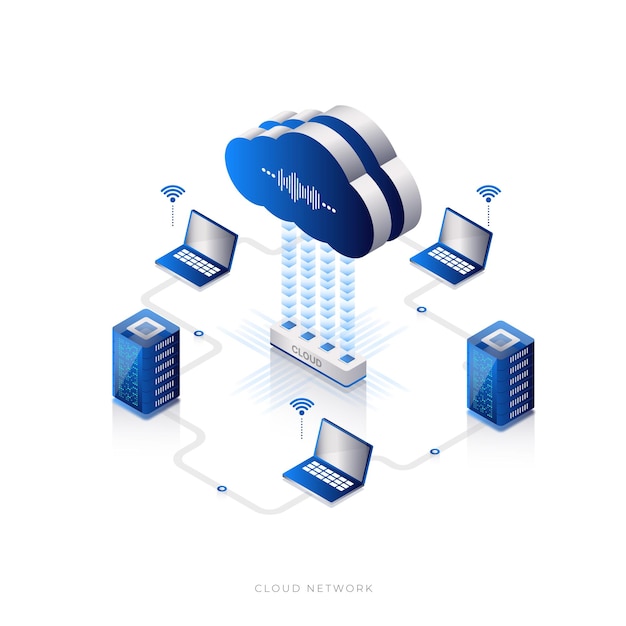 Styl Izometryczny Technologii Sieci W Chmurze