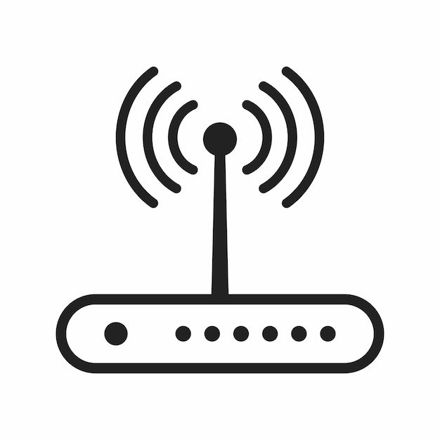 styl konturowy ikony router na białym tle