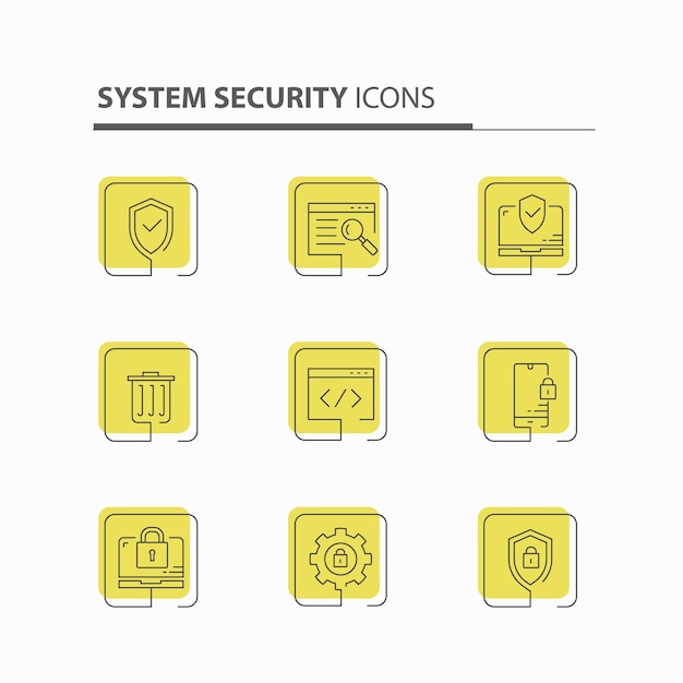 Styl Linii Ikon Zabezpieczeń Systemu