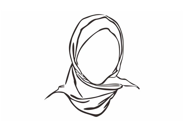 Styl Mody Muzułmańskiej Kobiety Hijab Z Stylem Line Art