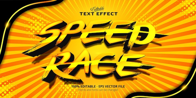 Styl Pędzla Czarno-żółty, Edytowalny Efekt Tekstowy, Tekst Speed Race