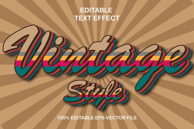 Styl Vintage Edytowalny Efekt Tekstowy 3d Styl Vintage