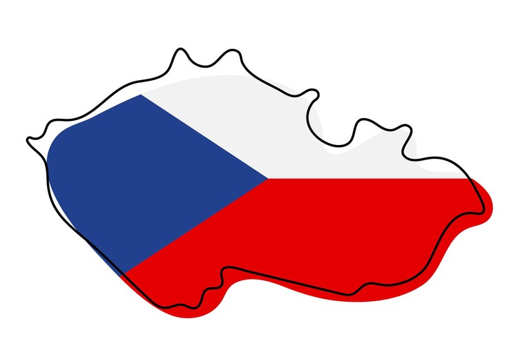 Wektor stylizowana mapa konturowa czech z ikoną flagi narodowej. mapa kolorów flagi ilustracji wektorowych czeski.