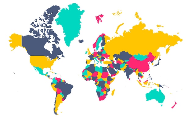 Plik wektorowy stylizowana mapa świata z wszystkimi krajami